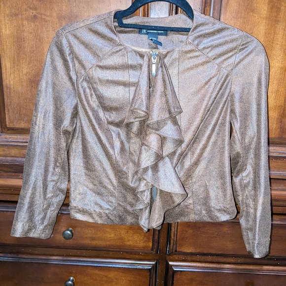 XS brown blazer with ruffles - Picture 3 of 5